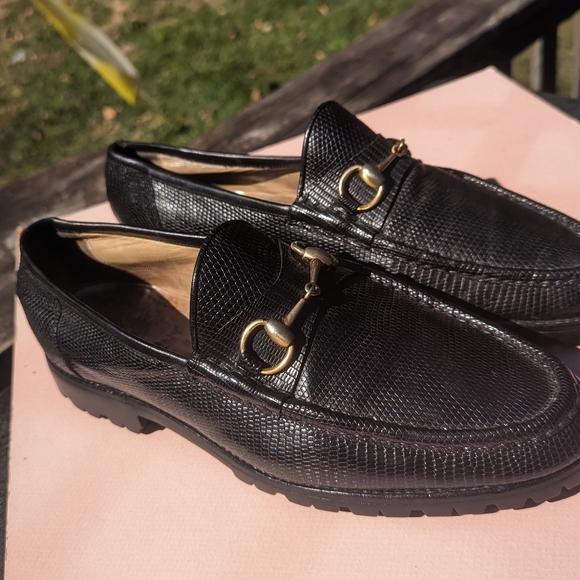 Vintage Gucci black lizard leather horsebit loafers size 10 1/2 - Picture 4 of 7